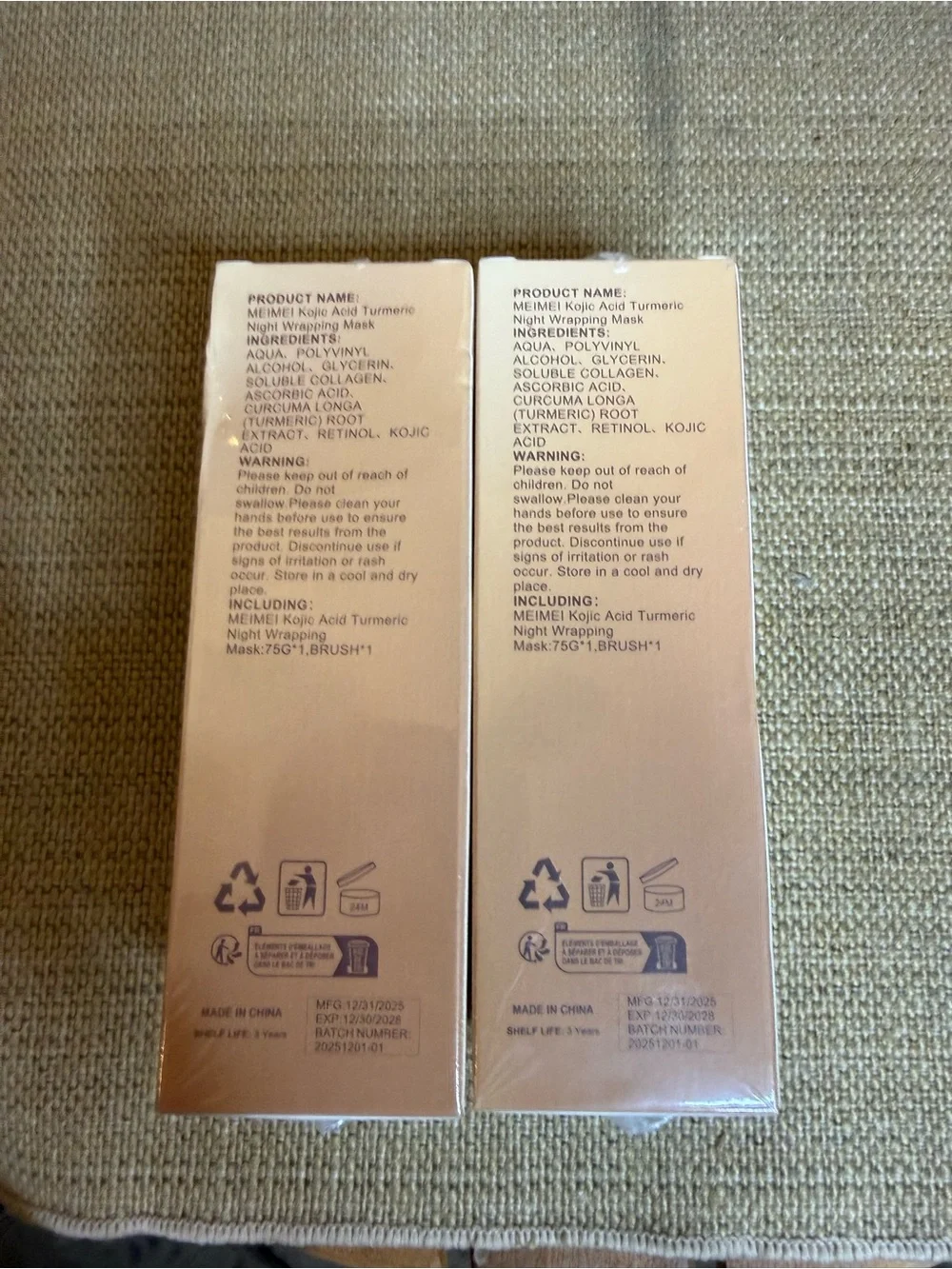New MEIMEI Kojic Acid Turmeric Night Wrapping Mask - Beige Packaging 2 boxes